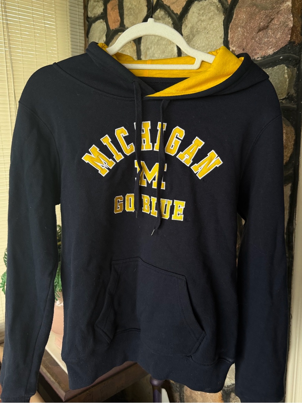 University of Michigan Embroidered 'Go Blue' Navy & Yellow Hoodie